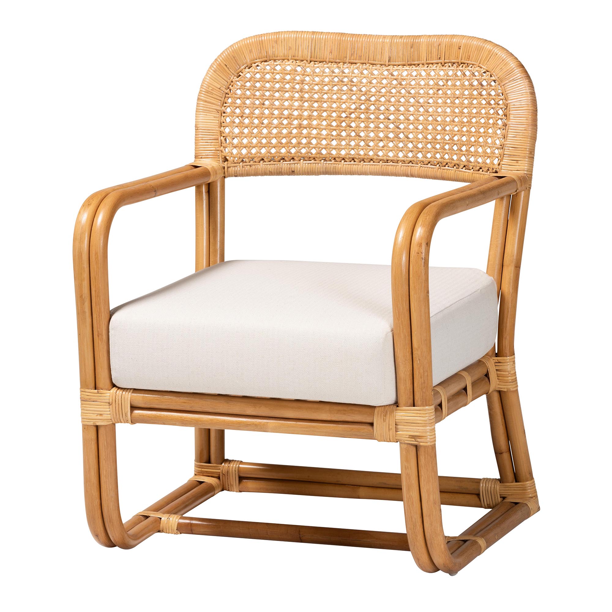 bali & pari Ailith Modern Bohemian Light Honey Rattan Arm Chair
